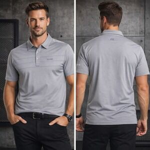 Travis Mathew Mens Grey Pima Cotton Blend Polo Shirt XL 1MT018 Short Sleeve